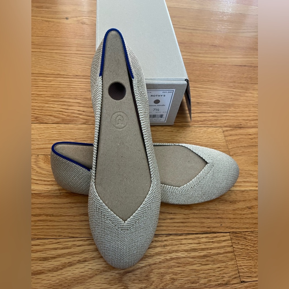 Rothy's Light Gold Metallic The Flat